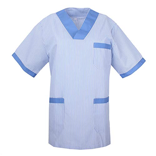 MISEMIYA - Casaca Mangas Cortas Uniforme Laboral CLINICA Hospital Limpieza Veterinaria Dentista ESTÉTICA Médico Enfermería - Ref:T817 - XS, Celeste