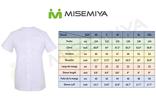 MISEMIYA - Casaca SEÑORA con BOTÓN Cuello Redondo Uniforme Laboral CLINICA Hospital Limpieza Veterinaria SANIDAD HOSTELERÍA- Ref.831 - L, Blanco