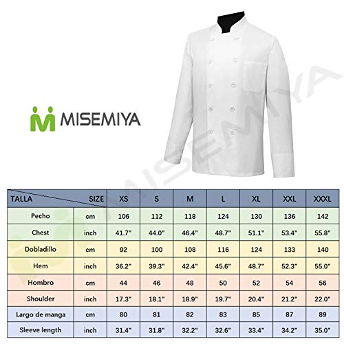 MISEMIYA - Chaqueta Cocina Chaqueta Chef Mangas LARGAS MARMINTÓN SOLLASTRE GUISANDERO ADOBADOR Salsero - Ref.842 - XXL, Chaquetas Cocinero 842 - Blanco