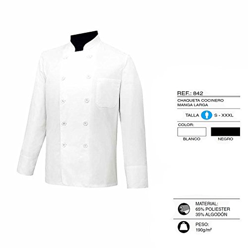 MISEMIYA - Chaqueta Cocinero Chaqueta Chef Mangas LARGAS MARMINTÓN SOLLASTRE GUISANDERO ADOBADOR Uniformes Cocina- Ref.842 - L, Blanco