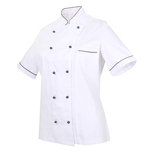 MISEMIYA - Chaquetas Chef Bar Restaurante Uniforme COCINERA Mangas Cortas - Ref.848B - XXL, Blanco