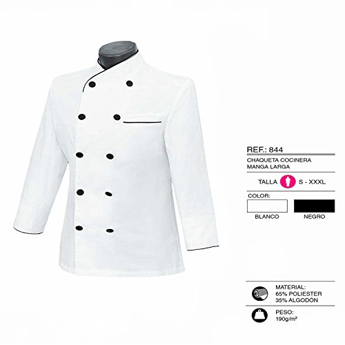 MISEMIYA - Chaquetas Chef COCINERA Mangas LARGAS - Ref.844 - Large, Blanco