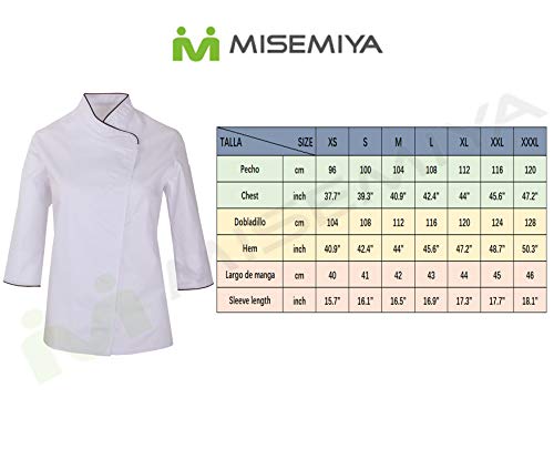 MISEMIYA - Chaquetas Uniformes Chef COCINERA Mangas LARGAS - Ref.703 - L, Negro