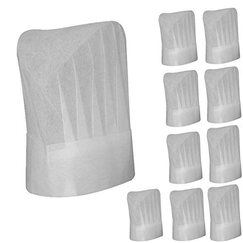 MISEMIYA - Gorro DESECHABLE Gorro Chef Gorro DESECHABLE Tubular Gorro Cocina - Ref.916 - Blanco, Pack* 10 Pcs
