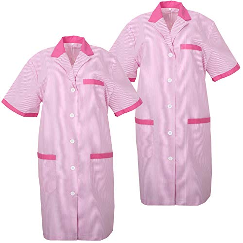 MISEMIYA - Pack*2 - Bata SEÑORA Mujer ESTÉTICA Uniforme Laboral Dentista CLINICA Doctores Limpieza Veterinaria SANIDAD HOSTELERÍA Ref.T8162 - XXL, Fucsia