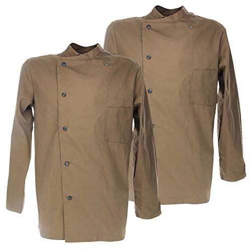 MISEMIYA - Pack*2 pcs - Chaquetas Cocinero Mangas LARGAS Ref.8423 - XXXL, Marrón Claro