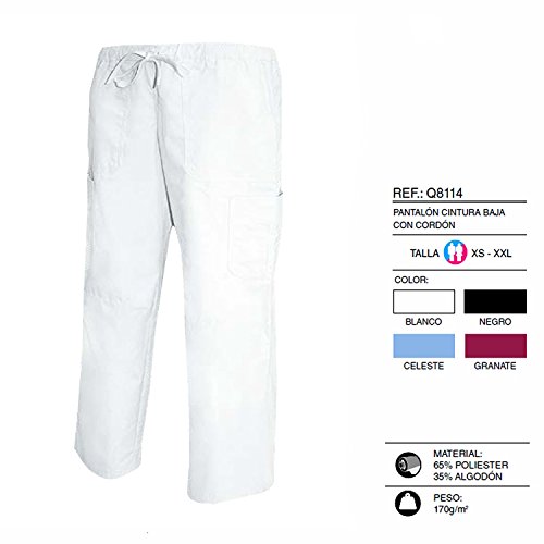 MISEMIYA - PANTALÓN Cintura Baja con CORDÓN Uniforme Laboral CLINICA Hospital Limpieza Veterinaria SANIDAD HOSTELERÍA Ref-Q8114 - X-Small, Blanco