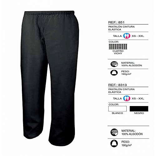 MISEMIYA - PANTALÓN Cintura ELÁSTICA Uniformes Bar Restaurante Chef Cocinero COCINERA - Ref.8313 - M, Negro