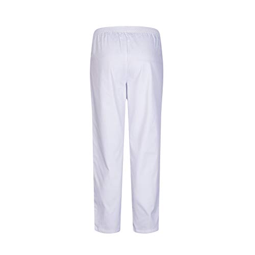 MISEMIYA - PANTALÓN Sanitarios Unisex Cintura ELÁSTICA Uniforme Laboral MÉDICO Enfermera Limpieza Veterinaria SANIDAD HOSTELERÍA- Ref.8312 - M, Blanco