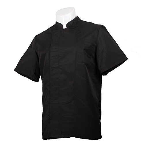 MISEMIYA - Ropa Cocina HOSTELERÍA Bar Restaurante Chaquetas Chef Cocinero Mangas Cortas (Anti Agua - Anti Grasa) - Ref.704 - S, Negro