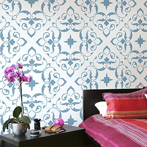 Mishalah Arabesco Patrón Plantilla, Marroquí Estilo Decoración, Pintura Paredes, Telas, Muebles, Arte Manualidades, Reutilizable Mylar - Ideal Stencils - XL/77X77CM/30.3X30.3"