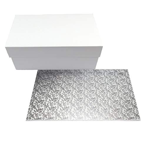 Miss Bakery's House® Caja para tartas con tabla de MDF - 40x30x15 cm - blanco