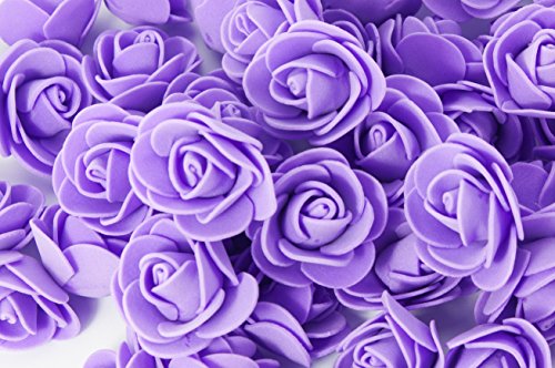 MissBirdler Rosenköpfe 50 unidades Deko Rosas Lila Púrpura Foamrosen Kunstrosen Schaumrosen Rosenblätter artificiales flores Streudeko Tischdeko Basteln bodas cumpleaños Muttertag Día de San Valentín