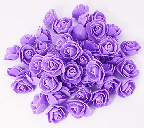 MissBirdler Rosenköpfe 50 unidades Deko Rosas Lila Púrpura Foamrosen Kunstrosen Schaumrosen Rosenblätter artificiales flores Streudeko Tischdeko Basteln bodas cumpleaños Muttertag Día de San Valentín