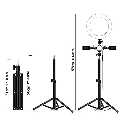 MissZZ Anillo de luz de 6"con Soporte para trípode y Soporte para Clip de teléfono para Video de Youtube, luz de Anillo LED para cámara de Escritorio para transmisión, Maquillaje, para Blog de bel