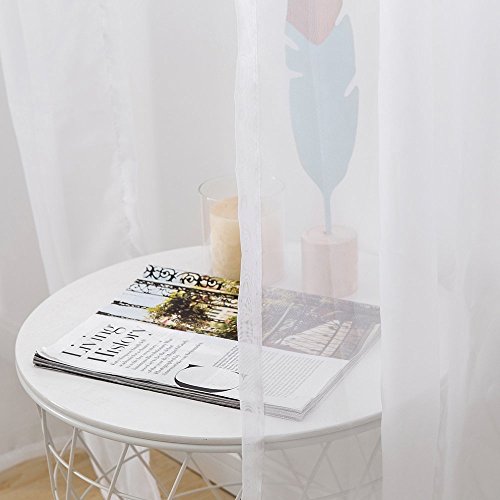 MIULEE Cortinas Poliéster Translucida de Dormitorio Moderno Ventana Visillos Salon para Sala Cuarto Dormitorio Comedor Salon Cocina Salón de Blanco 2 Unidades 140x260cm