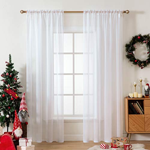 MIULEE Cortinas Poliéster Translucida de Dormitorio Moderno Ventana Visillos Salon para Sala Cuarto Dormitorio Comedor Salon Cocina Salón de Blanco 2 Unidades 140x260cm