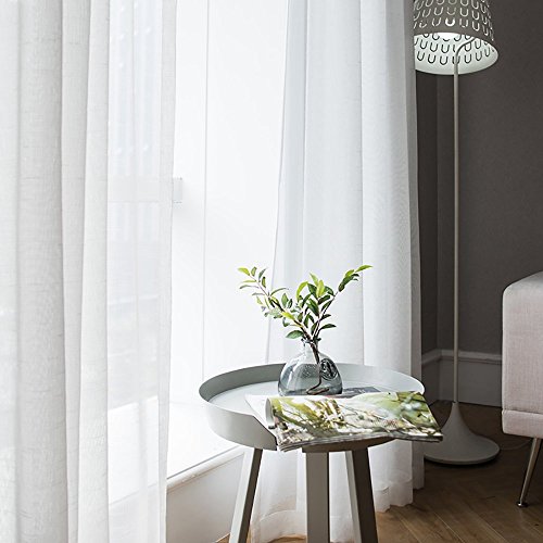 MIULEE Cortinas Poliéster Translucida de Dormitorio Moderno Ventana Visillos Salon para Sala Cuarto Dormitorio Comedor Salon Cocina Salón de Blanco 2 Unidades 140x260cm
