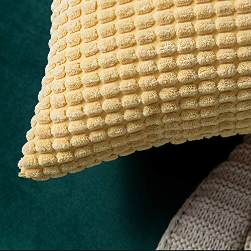MIULEE Funda de Cojín Fundas de Almohada Suave Decorativa Cuadrado Pana Granulado Poliéster para Hogar Sofá Silla Cama Sala de Estar Dormitorio45x45cm 2 Piezas Amarillo Brillante
