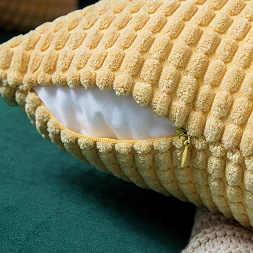 MIULEE Funda de Cojín Fundas de Almohada Suave Decorativa Cuadrado Pana Granulado Poliéster para Hogar Sofá Silla Cama Sala de Estar Dormitorio45x45cm 2 Piezas Amarillo Brillante