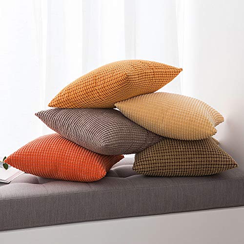 MIULEE Funda de Cojín Fundas de Almohada Suave Decorativa Cuadrado Pana Granulado Poliéster para Hogar Sofá Silla Cama Sala de Estar Dormitorio45x45cm 2 Piezas Amarillo Brillante