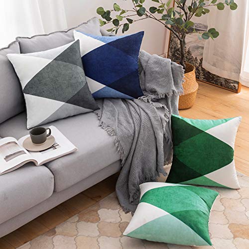 MIULEE Fundas de cojín para sofá Gamuza Sintética Almohada Caso de Diseño Geométrico Decorativas Fundas Cojines Verde Gris&Blanco 45x45 cm/18X18 2 Piezas