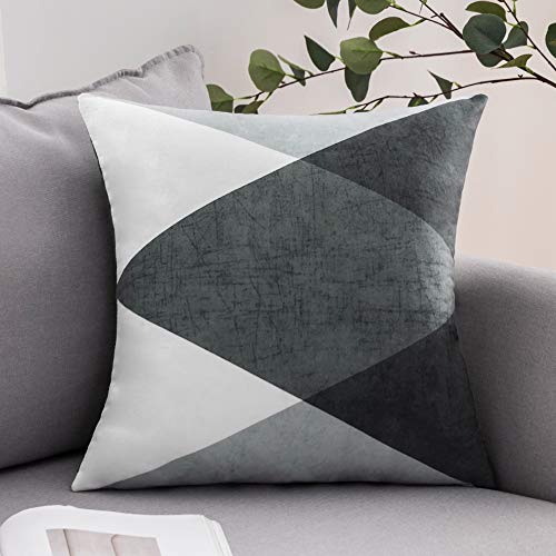 MIULEE Fundas de cojín para sofá Gamuza Sintética Almohada Caso de Diseño Geométrico Decorativas Fundas Cojines Verde Gris&Blanco 45x45 cm/18X18 2 Piezas