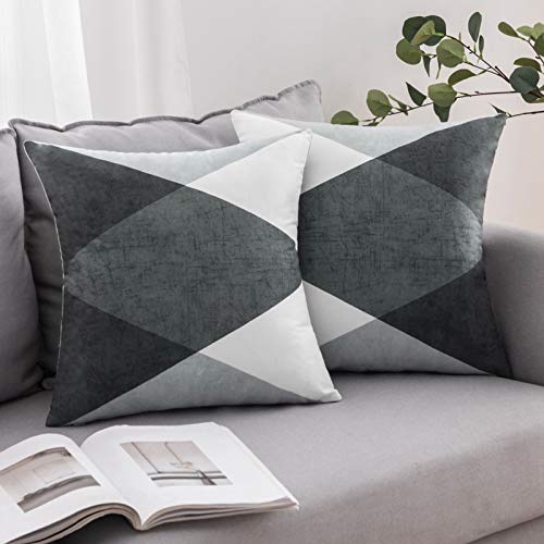 MIULEE Fundas de cojín para sofá Gamuza Sintética Almohada Caso de Diseño Geométrico Decorativas Fundas Cojines Verde Gris&Blanco 45x45 cm/18X18 2 Piezas
