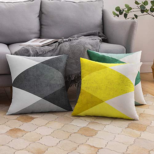 MIULEE Fundas de cojín para sofá Gamuza Sintética Almohada Caso de Diseño Geométrico Decorativas Fundas Cojines Verde Gris&Blanco 45x45 cm/18X18 2 Piezas