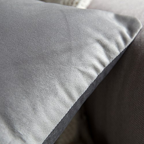 MIULEE Pack de 2, Terciopelo Suave Juego de Mesa de Manta de decoración Cuadrado Fundas de Almohada Funda de cojín para sofá dormitorio18 x 18 Pulgada 45 x 45 cm Gris