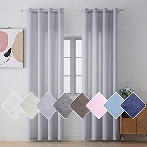 MIULEE Regalo Navidad 2 Cortinas Modernas para Ventana Super y Cómodas Decorativas para Casa Visillos Semitraslúcidos con 8 Anillas para Habitación Salón Cuarto Dormitorio 140 * 245cm Color Plateado