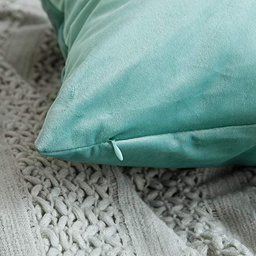MIULEE Terciopelo Funda de Cojine Funda de Almohada del Sofá Throw Cojín Decoración Almohada Caso de la Cubierta Decorativo para Sala de Estar 30x 50cm 12 x 20 Pulgadas 2 Pieza Teal Green