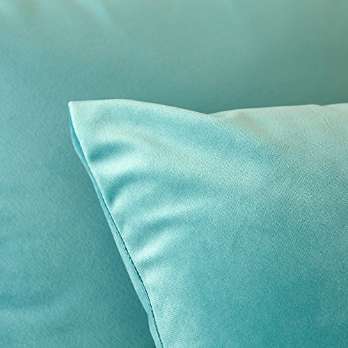 MIULEE Terciopelo Funda de Cojine Funda de Almohada del Sofá Throw Cojín Decoración Almohada Caso de la Cubierta Decorativo para Sala de Estar 30x 50cm 12 x 20 Pulgadas 2 Pieza Teal Green