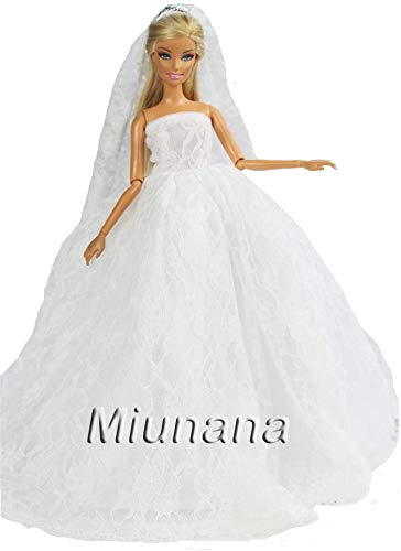 Miunana 2X Trajes de Vestidos Novia Princesa Juegos Ropa Vestir Nupcial Ropa Fiesta Boda para Regalo de 11.5 Pulgadas 28 - 30 CM Muñeca