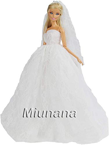 Miunana 2X Trajes de Vestidos Novia Princesa Juegos Ropa Vestir Nupcial Ropa Fiesta Boda para Regalo de 11.5 Pulgadas 28 - 30 CM Muñeca