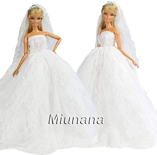 Miunana 2X Trajes de Vestidos Novia Princesa Juegos Ropa Vestir Nupcial Ropa Fiesta Boda para Regalo de 11.5 Pulgadas 28 - 30 CM Muñeca