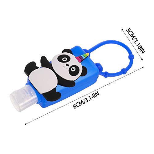 Miuse 6 botellas de viaje con panda unicornio funda protectora de silicona mini 30 ml desmontable para niños de viaje portátil a prueba de fugas de plástico portadores de llaveros (Panda)