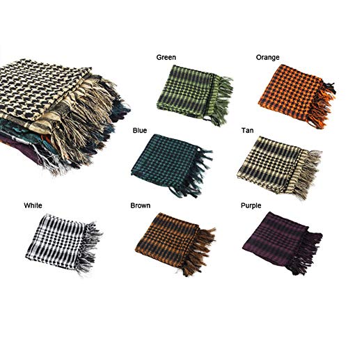 Miwaimao Butterme Unisex Algodón Shemagh Army Keffiyeh Bufanda de cuello protectora SAS Militar Desierto Tactical Head Wrap Tartan Patern Bufandas (azul), blanco