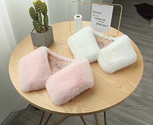 Miwaimao - Chal para mujer con cuello de piel sintética, abrigo de abrigo unisex para invierno al aire libre, resistente al viento, color marrón cálido, blanco arroz, #2