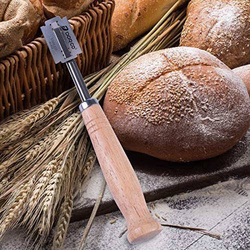 Mixc Panadero Cuchillo, Baguette 5pcs, masa de cuchillas de afeitar con cuchillos, bretzelmesser, Ritz para Roce de Baguette, cuchillo de pan o brötch con Authentic funda de piel