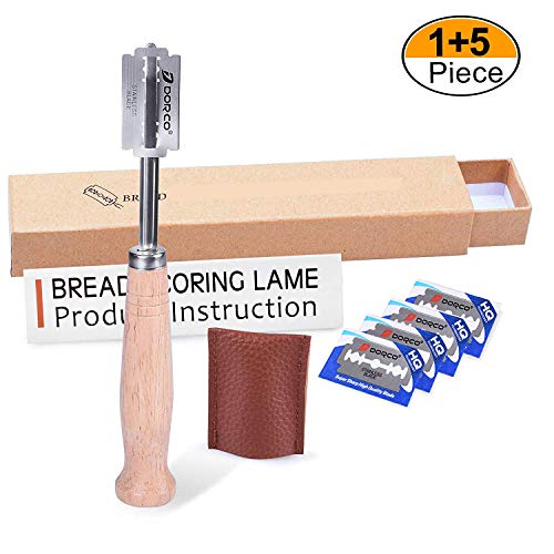 Mixc Panadero Cuchillo, Baguette 5pcs, masa de cuchillas de afeitar con cuchillos, bretzelmesser, Ritz para Roce de Baguette, cuchillo de pan o brötch con Authentic funda de piel