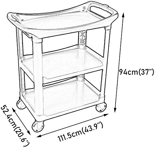 MJYY Carro ， Carro médico ， Coche comedor ， Recoger ， Herramienta Carro médico Carro para hostelería de 3 niveles con manija, Servicio de limpieza multifunción gris Carro de recogida de ropa con rued