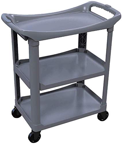 MJYY Carro ， Carro médico ， Coche comedor ， Recoger ， Herramienta Carro médico Carro para hostelería de 3 niveles con manija, Servicio de limpieza multifunción gris Carro de recogida de ropa con rued