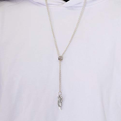 MKHDD Hombres de la Vendimia 925 Alas de ángulo de Plata esterlina Collar de Colgantes de Plumas Regalo de joyería de Punk Rock,70cm