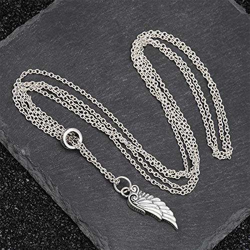MKHDD Hombres de la Vendimia 925 Alas de ángulo de Plata esterlina Collar de Colgantes de Plumas Regalo de joyería de Punk Rock,70cm