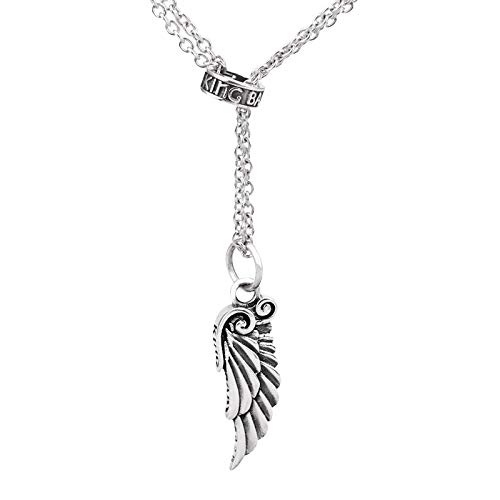 MKHDD Hombres de la Vendimia 925 Alas de ángulo de Plata esterlina Collar de Colgantes de Plumas Regalo de joyería de Punk Rock,70cm