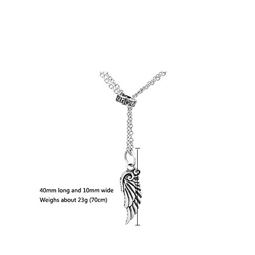 MKHDD Hombres de la Vendimia 925 Alas de ángulo de Plata esterlina Collar de Colgantes de Plumas Regalo de joyería de Punk Rock,70cm