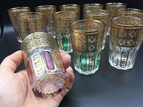 ML Set de 12 de Vasos de Cristal para Té marroquí Colores alegres