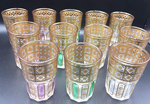 ML Set de 12 de Vasos de Cristal para Té marroquí Colores alegres