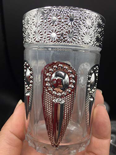 ML Set de 12 de Vasos de Cristal para Té marroquí (Plata lagrima)